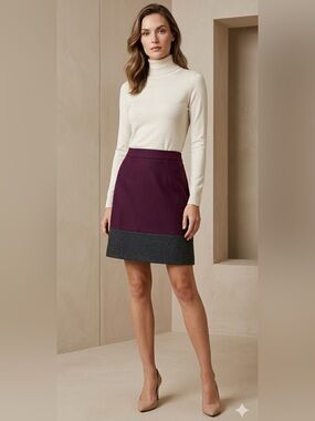 J.Crew factory womens colorblock multicolor skirt in double serge wool size 10